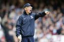 Crystal Palace manager Pulis reacts during their English Premier League soccer match against West Ham United at the Boleyn Ground in London