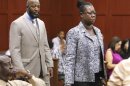 The parents of Trayvon Martin, Tracy Martin and Sybrina Fulton, arrive in the courtroom for the George Zimmerman trial in Seminole circuit court, in Sanford