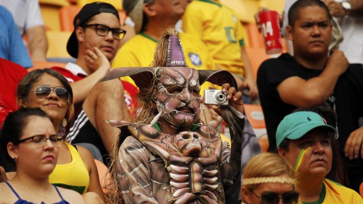 Soccer fans attend the 2014 World Cup Group E soccer match between Honduras and Switzerland at the Amazonia arena in Manaus
