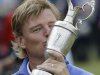 Ernie Els of South Africa kisses the Claret Jug trophy after winning the British Open Golf Championship at Royal Lytham & St Annes golf club, Lytham St Annes, England Sunday, July  22, 2012. (AP Photo/Chris Carlson)