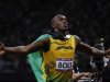 Jamaica's Usain Bolt reacts after winning the men's 100m final during the London 2012 Olympic Games at the Olympic Stadium