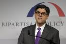 United States Secretary of the Treasury Lew appears at the Bipartisan Policy Center in Washington