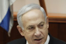 Israeli Prime Minister Benjamin Netanyahu addresses the weekly cabinet meeting at his Jerusalem office, Monday, May 7, 2012. Netanyahu said Monday his Likud Party is going to propose Sept. 4 as the date for early elections. (AP Photo/Gali Tibbon, Pool)
