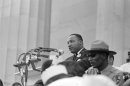 Rev. Martin Luther King Jr. delivers his "I Have a Dream" speech from the steps of the Lincoln Memorial during the 1963 march on Washington