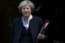 Britain's Prime Minister Theresa May leaves Number 10 Downing Street to attend Prime Minister's Questions at parliament in London