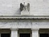 A view shows an eagle sculpture on Federal Reserve building in Washington