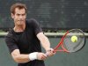 Andy Murray of Britain hits the ball while practicing at the BNP Paribas Open ATP tennis tournament in Indian Wells, California