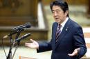 Japanese Prime Minister Shinzo Abe during a debate on the state secrets bill in Parliament in Tokyo on December 4, 2013