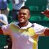 Jo-Wilfried Tsonga of France celebrates after defeating Jurgen Melzer of Austria during the Monte Carlo Masters in Monaco
