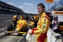 Ryan Hunter-Reay prepares to drive during a practice session for the Indianapolis 500 auto race at Indianapolis Motor Speedway in Indianapolis, Wednesday, May 18, 2016. (AP Photo/Michael Conroy)