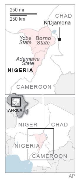 Map locates Nigeria and neighboring states.; 1c x 4 …