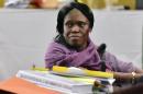 Ivory Coast's former first lady Simone Gbagbo looks on during the second day of her trial on June 1, 2016, at the appeal court in Abidjan