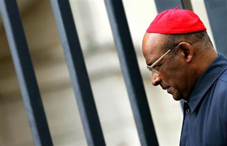 Cardinal Wilfrid Fox Napier of South Africa leaves the Vatican after the general congregation meeting April 12, 2005. Reuters Photographer