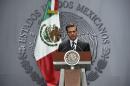 Mexican President Enrique Pena Nieto delivers a speech at the National Palace, in Mexico City, on October 6, 2014