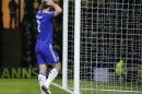 Chelsea's Branislav Ivanovic reacts after he failed to score during the English Premier League soccer match between Watford and Chelsea at the Vicarage Road stadium in London, Wednesday, Feb. 3, 2016.(AP Photo/Frank Augstein)