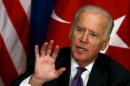U.S. Vice President Joe Biden gestures as he meets with representatives of civil society in Istanbul