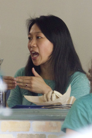 Priscilla Chan showed off her new ruby ring at lunch with a friend. Photo by Deano / Splash News