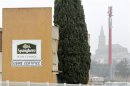 A sign with the Spanghero logo is seen at their head office in Castelnaudary