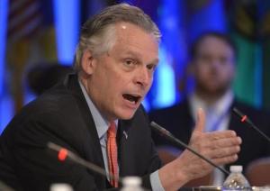 Virginia Gov McAuliffe attends National Governors Assoc discussion on Growth and Jobs in America during its Winter Meetings in Washington
