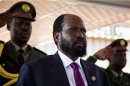 South Sudan's President Kiir attends celebrations to mark first anniversary of country's independence at John Garang memorial mausoleum in Juba