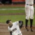 San Francisco Giants' Marco Scutaro reacts after the final out in Game 7 of baseball's National League championship series against the St. Louis Cardinals Monday, Oct. 22, 2012, in San Francisco. The Giants won 9-0 to win the series. (AP Photo/Mark Humphrey)