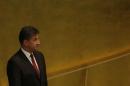 Slovakian Deputy Prime Minister Miroslav Lajcak arrives to address attendees during the 70th session of the United Nations General Assembly at the U.N. headquarters in New York