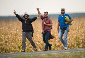 Migrants make their way along a road after crossing&nbsp;&hellip;
