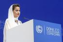 U.N. Convention on Climate Change Executive Secretary Figueres talks during opening ceremony of plenary session of COP18 in Doha