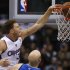 Los Angeles Clippers Griffin slam dunks over Dallas MavericksKaman during their NBA basketball game in Los Angeles