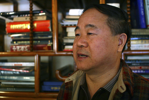 In this photo taken Monday, Oct 22, 2007, Chinese writer Mo Yan speaks during an interview at a teahouse in Beijing. Mo won the Nobel Prize for literature Thursday, Oct. 11, 2012. (AP Photo/Aritz Parra)