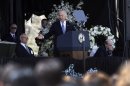 Vice President Joe Biden speaks at a memorial service for slain Massachusetts Institute of Technology campus officer Sean Collier at MIT in Cambridge, Mass. Wednesday, April 24, 2013. (AP Photo/Elise Amendola)