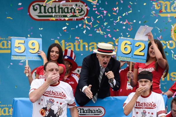 Longtime champ dethroned at NY hot dog eating contest