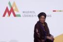 Liberia's President Ellen Johnson-Sirleaf attends a Mujeres por Africa foundation meeting in Madrid