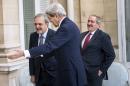 Jordanian Foreign Minister Nasser Judeh, right, US Secretary of State John Kerry, center, and Saudi Arabia's Foreign Minister Prince Saud al-Faisal walk to a meeting at the US Chief of Mission Residence in Paris, France. US Secretary of State John Kerry arrived in Paris on June 26, 2014 after stops in Baghdad, Arbil and Brussels to brief his Saudi, French and Israeli counterparts on his talks in Iraq and discuss the bloody three-year war in Syria. (AP Photo/Brendan Smialowski, pool)