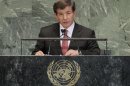 Turkish Foreign Minister Ahmet Davutoglu addresses the 67th United Nations General Assembly in New York