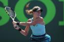 Eugenie Bouchard of Canada in action on March 21, 2014 in Key Biscayne, Florida