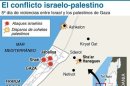 Localización de los enfrentamientos del domingo entre Israel y los palestinos de Gaza