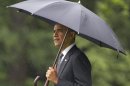 President Barack Obama walks on the South Lawn of the White House Tuesday, June 12, 2012, leaving for campaign stops in Baltimore and Philadelphia. (AP Photo/Manuel Balce Ceneta)