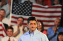 Republican vice presidential candidate, Rep. Paul Ryan, R-Wis. pauses during a campaign rally at Beaver Steel in Carnegie, Pa., Tuesday, Aug. 21, 2012. (AP Photo/John Heller