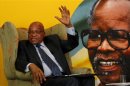 South African president Zuma gestures during a briefing with South African Foreign Correspondents Association in Johannesburg