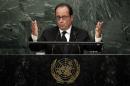 France's President Francois Hollande addresses the 71st session of the United Nations General Assembly, at U.N. headquarters, Tuesday, Sept. 20, 2016. (AP Photo/Richard Drew)