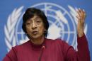 UN High Commissioner for Human Rights Navi Pillay gives a press conference in Geneva, on December 2, 2013