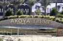 View shows the signboard after putting again the Trump International Golf Club portion, which was removed on Thursday, at the AKOYA by DAMAC development in Dubai
