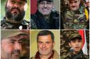 COMBO - this combo made up of six images shows Hezbollah top commanders who were killed in Syria, top row from left, Imad Mughniyeh, Mustafa Badreddine and Samir Kantar, at bottom row from left are Hassan Hussein al-Haj, Ali Fayyadh and Jihad Mughniyeh. Since Hezbollah joined Syria's civil war in 2012 to support President Bashar Assad, it has lost several prominent members in combat and has gained a broader range of enemies. (Hezbollah Media Department via AP)