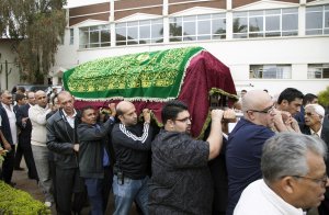 Relatives and friends carry the coffin of Salima Ayaz …