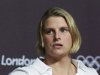 Australian swimmer Leisel Jones looks on during a news conference at the Media Press Centre in London 2012 Olympic Park in Stratford