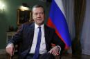 Russian Prime Minister Medvedev gives interview outside Moscow