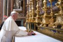 Newly elected Pope Francis I, Cardinal Jorge Mario Bergoglio of Argentina, makes a private visit to the 5th-century Basilica of Santa Maria Maggiore in Rome