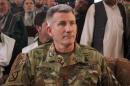 The commander of U.S. and NATO forces in Afghanistan General John W. Nicholson sits during his visits from Kunduz province