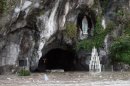 View of the Grotto of Lourdes flooded, in Lourdes, southwestern France, Saturday, Oct. 20, 2012. French rescue services and police are evacuating hundreds of pilgrims from hotels threatened by floodwaters from a rain-swollen river in the Roman Catholic shrine town of Lourdes. (AP Photo/Bob Edme)